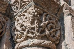 Interlaced serpents carving, west doorway