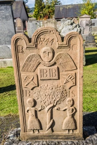 Adam and Eve gravestone, 1744
