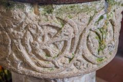 Detail of foliage carving on the font bowl