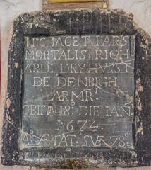 Richard Dryhurst memorial, 1674
