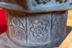 Llangarron, St Deinst church, Carved base of the 14th-century font