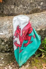 A Welsh flag left at the memorial's base