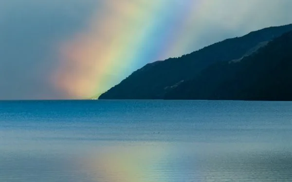 A rainbow over Loch Ness from Fort Augustus