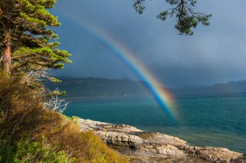Rainbow over Loch Alsh from the woodland gardens