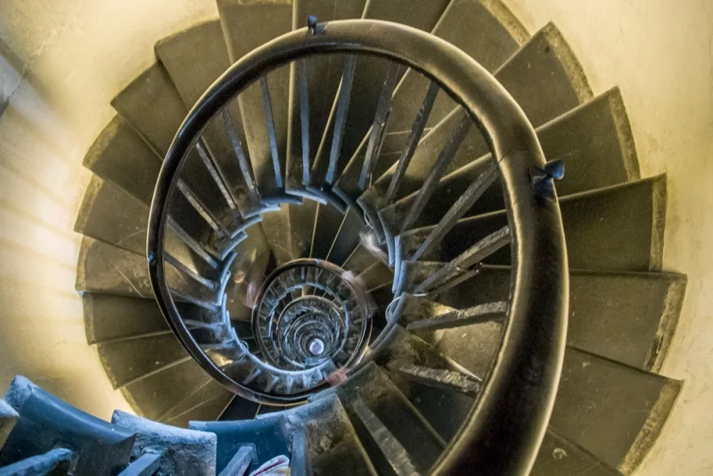 The spiral stair inside the Monument