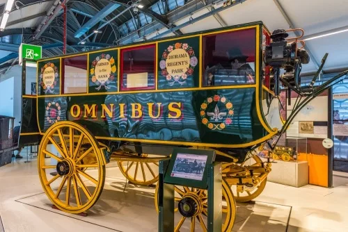 A horse-drawn omnibus