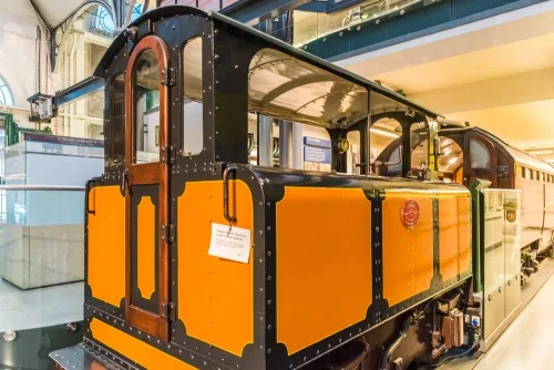 The very first electric underground railway engine and carriage
