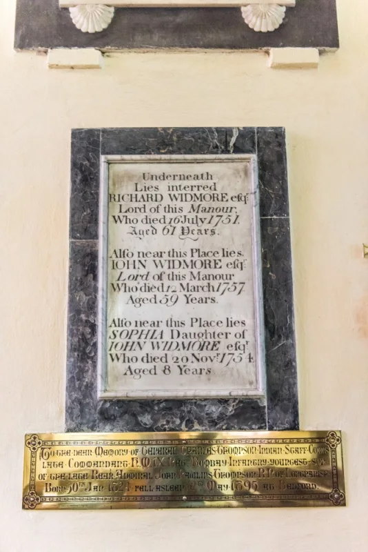 Widmore family memorial, 1754