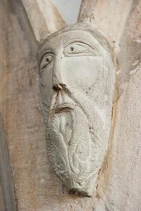 Carved head in the nave