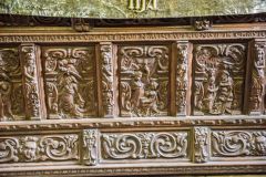 Detailed carving on the altar table