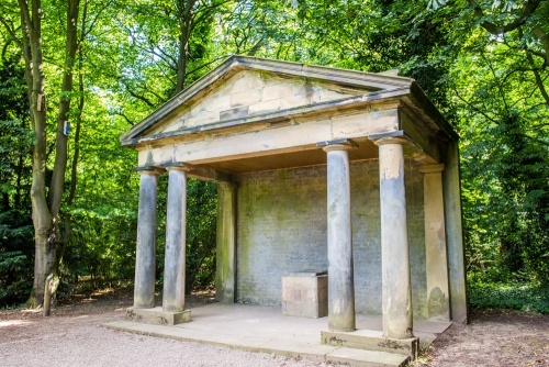 The neoclassical portico in the Parlington Garden