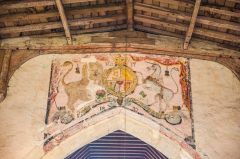 Lower Oddington, St Nicholas Church, Painted royal coat of arms