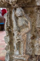 Female woodwose on the 15th century font