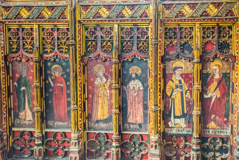 The painted base of the 15th century screen