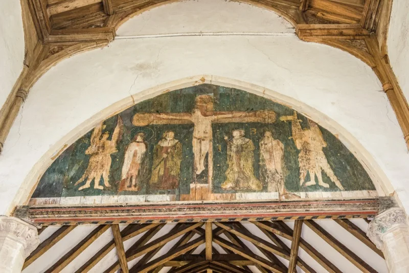 Mary I Crucifixion painting on boards