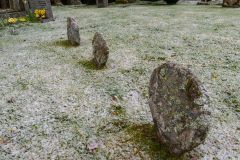 Frosty gravestones in the churchyard