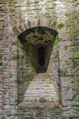 A deeply splayed interior window opening