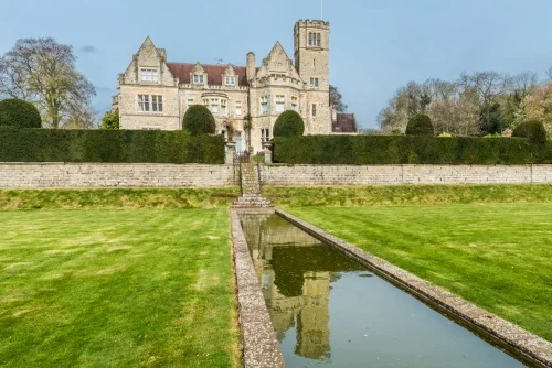Formal gardens below the house