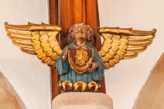 Gilded angel figure, nave arcade