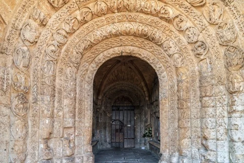 The superb 12th-century porch