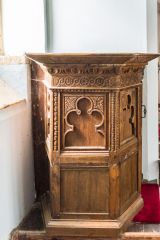 The finely carved 17th century pulpit
