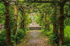 A shaded trellis in the Italianate garden