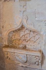 Markenfield Hall, The richly carved 14th-century piscina