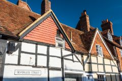 A row of historical gables on Silverless Street
