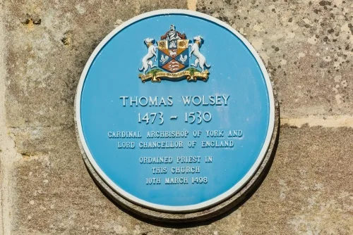 Plaque commemorating the ordination of Thomas Wolsey in 1498