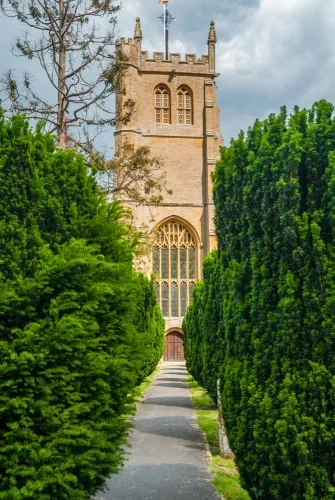 Approaching the church