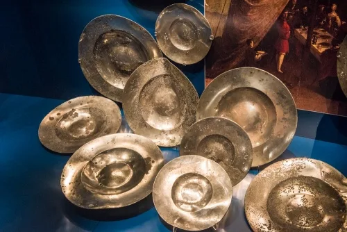 Pewter plates rescued from the wreck