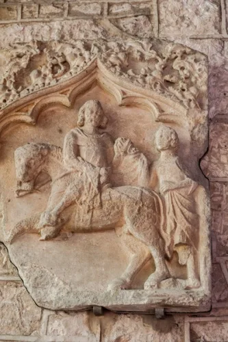 14th-century panel depicting St Martin and the Beggar