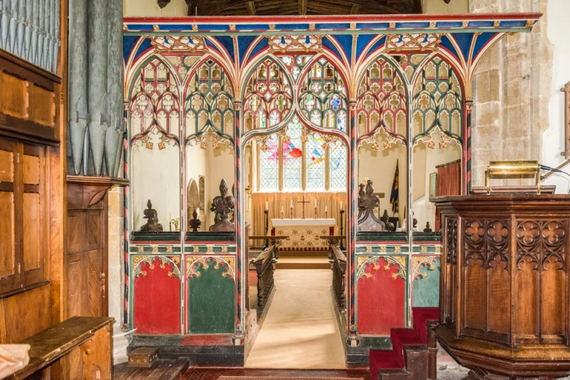 The restored 15th century screen