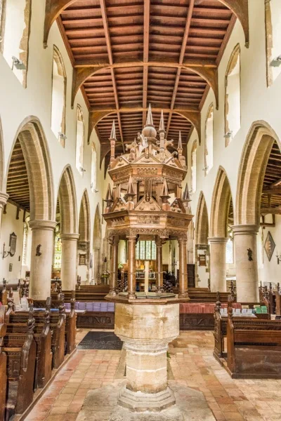 The 15th century font and 1620 cover