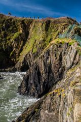 The rugged coast beyond the harbour breakwater