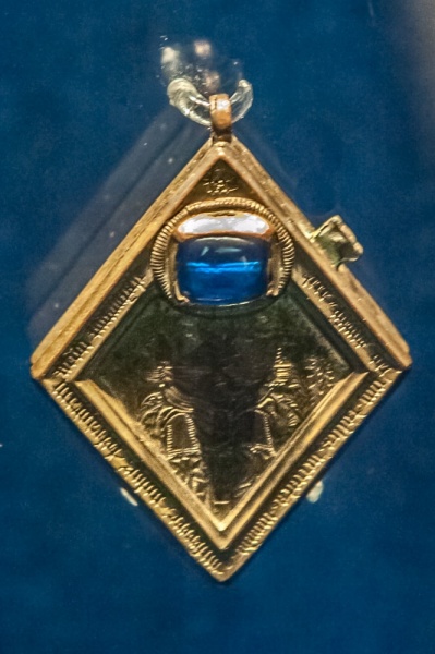 A replica of the Middleham Jewel in the castle