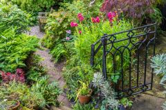 Steps to the upper terrace below the house