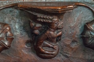 Misericord of a hart wearing a halter