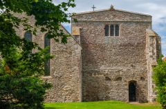 The church exterior, north chancel to the right