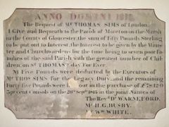 Thomas Sims benefaction board, 1815
