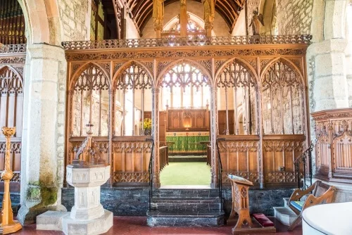 The chancel screen and font