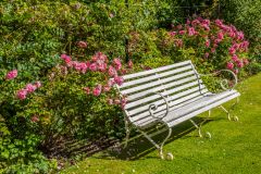 A garden seat on the croquet lawn
