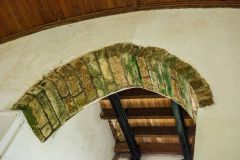 The restored medieval arch inside St Bridget's church