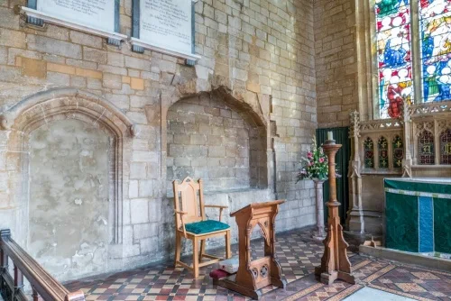 Easter Sepulchre and a blocked niche in the sanctuary