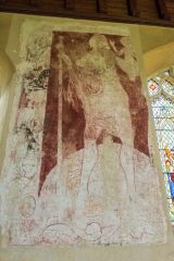 Moulton, St Mary's Church, 14th century wall painting of St Christopher