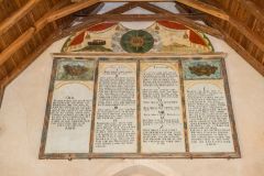 Moulton, St Mary's Church, The richly painted Ten Commandments board