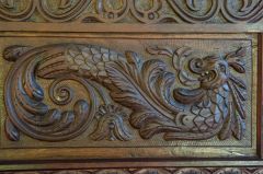 16th century carved bench detail