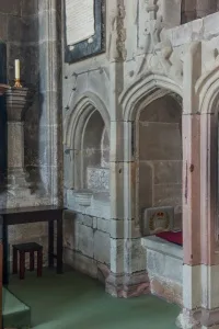 Medieval three-seat sedilia