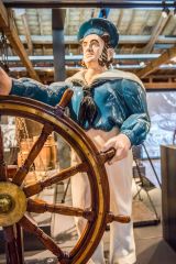 The Helmsman sculpture, 1850, trademark of Bawn & Co. mast-makers