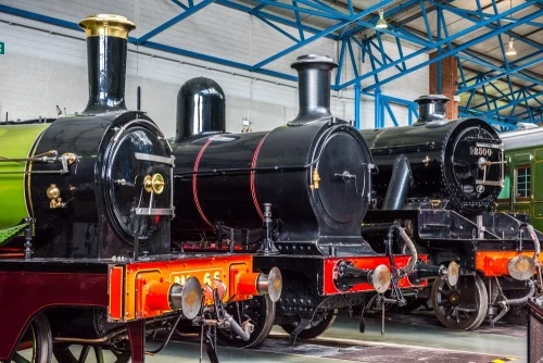 Historic locomotives in the Great Hall